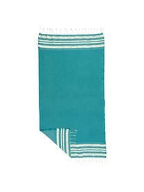 Fouta z lurexu Hamptons, Niebieskozielony, odcienie złotego, S 100 x D 200 cm