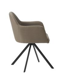 Sedia girevole imbottita in tessuto taupe con braccioli Lola, Rivestimento: poliestere, Gambe: metallo verniciato a polv, Tessuto taupe, Larg. 58 x Prof. 53 cm