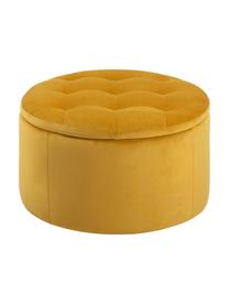 Pouf coffre en velours jaune Retina, Jaune, Ø 60 x haut. 35 cm