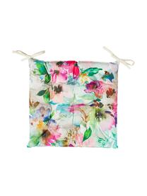 Outdoor stoelkussen Painted Flower met aquarel print, 100% polyester, Multicolour, 40 x 40 cm