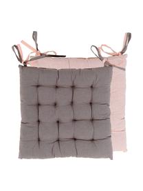 Cuscino sedia reversibile rosa/grigio Duo 2 pz, Rosa cipria, grigio, Larg. 35 x Lung. 35 cm