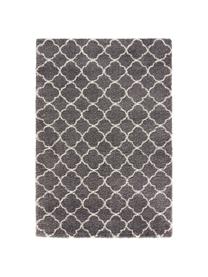 Tapis poils longs gris crème Grace, Gris foncé, crème