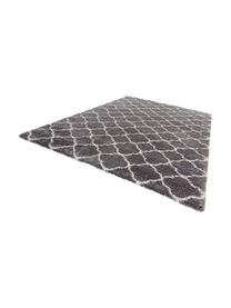 Tapis poils longs gris crème Grace, Gris foncé, crème