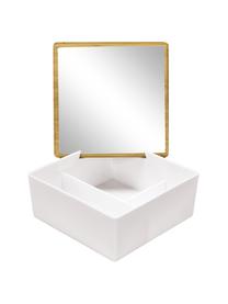 Boîte de rangement avec miroir cosmétique intégré Timber, Blanc, larg. 14 x haut. 6 cm