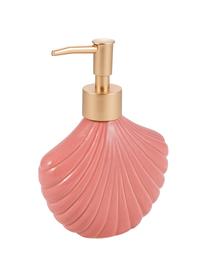 Zeepdispenser Shell, Keramiek, kunststof, Roze, goudkleurig, 12 x 16 cm