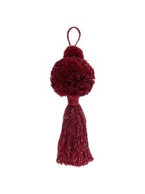 Adornos navideños Pompon, 2 uds., Algodón con hilo de lurex, Color vino, dorado, Ø 8 x Al 37 cm