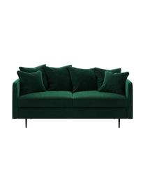 Sofá de terciopelo Esme (2 plazas), Tapizado: 100% terciopelo de poliés, Estructura: madera dura, madera bland, Patas: metal recubierto Alta res, Verde oscuro, patas negro, An 176 x F 96 cm