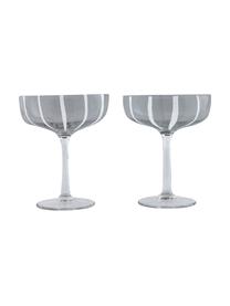 Mundgeblasene Champagnerschalen Mizu, 2 Stück, Glas, Grau, Weiss, Ø 11 x H 14 cm, 230 ml