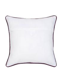 Housse de coussin avec motif pied-de-poule Marge, Noir, blanc
 bordure passepoilée : aubergine