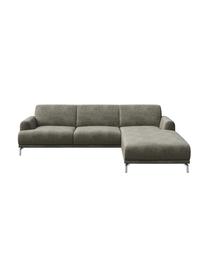 Sofa narożna z imitacją skóry Puzo, Tapicerka: 100% poliester imitujący , Nogi: metal lakierowany, Szary, S 240 x G 165 cm