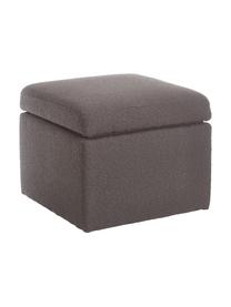 Pouf contenitore in bouclé grigio scuro Winou, Rivestimento: bouclé (100% poliestere) , Bouclé grigio, Larg. 55 x Alt. 46 cm