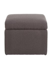 Pouf contenitore in bouclé grigio scuro Winou, Rivestimento: bouclé (100% poliestere) , Bouclé grigio, Larg. 55 x Alt. 46 cm