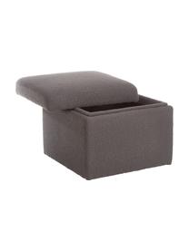 Pouf contenitore in bouclé grigio scuro Winou, Rivestimento: bouclé (100% poliestere) , Bouclé grigio, Larg. 55 x Alt. 46 cm