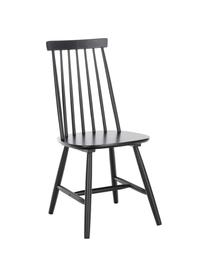 Windsor houten stoelen Milas in zwart, 2 stuks, Gelakt rubberhout, Zwart, B 52 x D 45 cm