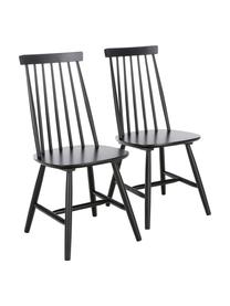 Krzesło z drewna w stylu windsor Milas, 2 szt., Kauczukowiec brazylijski, lakierowany, Czarny, S 52 x G 45 cm