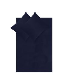 Katoensatijnen dekbedovertrek Comfort, Weeftechniek: satijn, licht glanzend, Donkerblauw, 240 x 220 cm + 2 kussenhoezen 60 x 70 cm