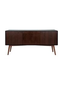 Retro Sideboard Juju mit Türen und Walnussfurnier, Braun, Schwarz, B 150 x H 73 cm