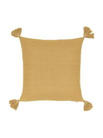 Poszewka na poduszkę z chwostami Lori, 100% bawełna, Żółty, S 40 x D 40 cm