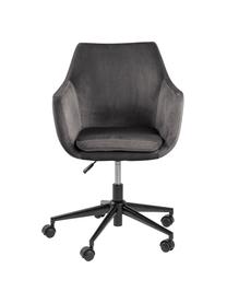 Silla de oficina de terciopelo Nora, altura regulable, Tapizado: poliéster (terciopelo) 25, Estructura: metal recubierto en polvo, Terciopelo gris oscuro, An 58 x F 58 cm