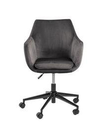 Fauteuil de bureau en velours Nora, hauteur ajustable, Gris foncé, noir, larg. 58 x prof. 58 cm