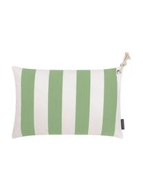 Gestreepte outdoor kussenhoes Santorin in groen/wit, 100% polypropyleen, Teflon® gecoat, Groen, wit, 40 x 60 cm