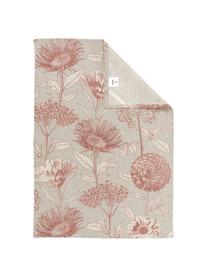 Theedoeken Freya met bloemen motief, 2 stuks, 86 % katoen, 14 % linnen, Beige, rood, B 50 cm x L 70 cm