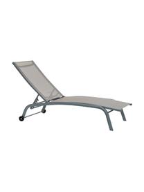 Lettino prendisole con ruote Sun, Struttura: alluminio rivestito, Grigio, Larg. 188 x Prof. 64 cm