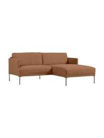 Kleines Ecksofa Fluente, Bezug: 100 % Polyester Der strap, Gestell: Massives Kiefernholz, FSC, Füße: Metall, pulverbeschichtet, Webstoff Hellbraun, B 198 x T 152 cm, Eckteil rechts
