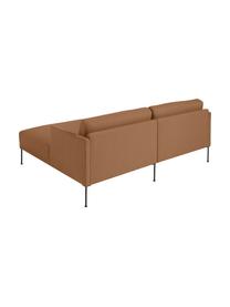 Kleines Ecksofa Fluente, Bezug: 100 % Polyester Der strap, Gestell: Massives Kiefernholz, FSC, Füße: Metall, pulverbeschichtet, Webstoff Hellbraun, B 198 x T 152 cm, Eckteil rechts