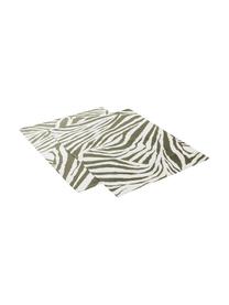 Placemats Zadie met zebrapatroon, 2 stuks, 100% katoen, Olijfgroen, crèmewit, B 35 x L 45 cm