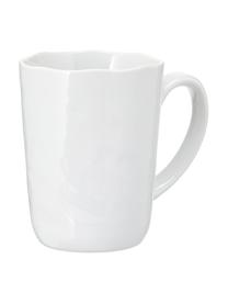 Šálky na kávu s nerovným povrchem Porcelino, 6 ks, Porcelán v nerovnoměrném tvaru, Bílá, Ø 8 cm, V 11 cm, 550 ml