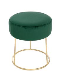 Tabouret rond velours vert Clarissa, Revêtement : vert Pied : couleur dorée, Ø 35 x haut. 40 cm