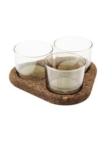 Glas Dipschälchen Raw, 3er-Set, Glas, Kork, Transparent, Braun, Set mit verschiedenen Größen