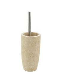 Marmor-Toilettenbürste Luxor, Gefäß: Marmor, Griff: Rostfreier Stahl, Beige, Stahl, Ø 11 x H 36 cm