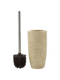 Marmeren toiletborstel Luxor, Houder: marmer, Beige, staalkleurig, Ø 11 x H 36 cm