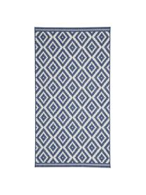 Vzorovaný vnitřní a venkovní koberec Miami, 86 % polypropylen, 14 % polyester, Krémově bílá, modrá, Š 160 cm, D 230 cm (velikost M)