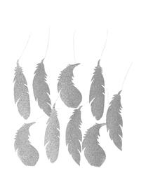 Ciondolo Feather, 9 pz., Carta glitterata, Argento, L 20 x P 8 cm