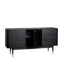 Enfilade noire Fenwood, Noir, couleur laiton, larg. 160 x haut. 79 cm