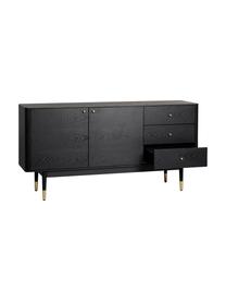 Enfilade noire Fenwood, Noir, couleur laiton, larg. 160 x haut. 79 cm