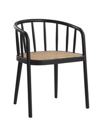 Holzstuhl Stocksund mit Wiener Geflecht, Rahmen: Birkenholz, lackiert, Sitzfläche: Rattan, Schwarz, Beige, B 56 x T 54 cm