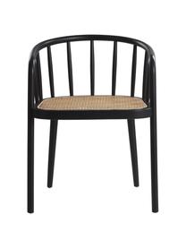 Sedia in legno con intreccio viennese Stocksund, Struttura: legno di betulla laccato, Seduta: rattan, Nero, beige, Larg. 56 x Prof. 54 cm