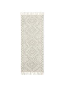 Tapis de couloir en laine motif jacquard Cindrella, Blanc naturel, beige