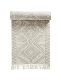 Tapis de couloir en laine motif jacquard Cindrella, Blanc naturel, beige