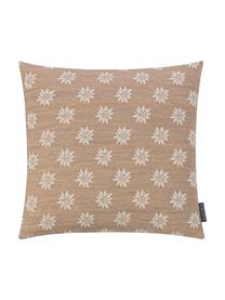 Kussenhoes Leonie met bloemmotief, Weeftechniek: jacquard, Zandkleurig, beige, 50 x 50 cm