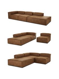 Diván modular grande de cuero reciclado Lennon, Tapizado: cuero reciclado (70% cuer, Estructura: madera maciza, madera con, Patas: plástico, Cuero marrón, An 357 x F 119 cm, respaldo izquierdo