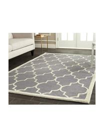 Tapis en laine tufté à la main Everly, Gris clair, crème