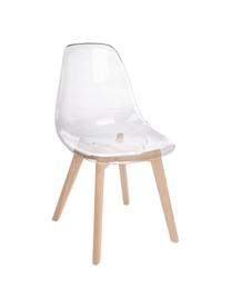 Sillas Easy, 2 uds., Asiento: plástico, Patas: madera de haya, Transparente, haya, An 51 x F 47 cm