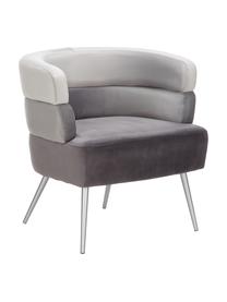 Fauteuil en velours design rétro Sandwich, Velours gris, larg. 65 x prof. 64 cm