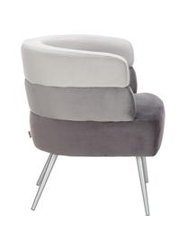 Sillón de terciopelo Sandwich, estilo retro, Tapizado: terciopelo de poliéster, Patas: metal recubierto, Terciopelo gris, An 65 x F 64 cm