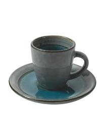 Tazas espresso con platitos Bahamas, 6 uds., Gres, Gris, multicolor, Set de diferentes tamaños